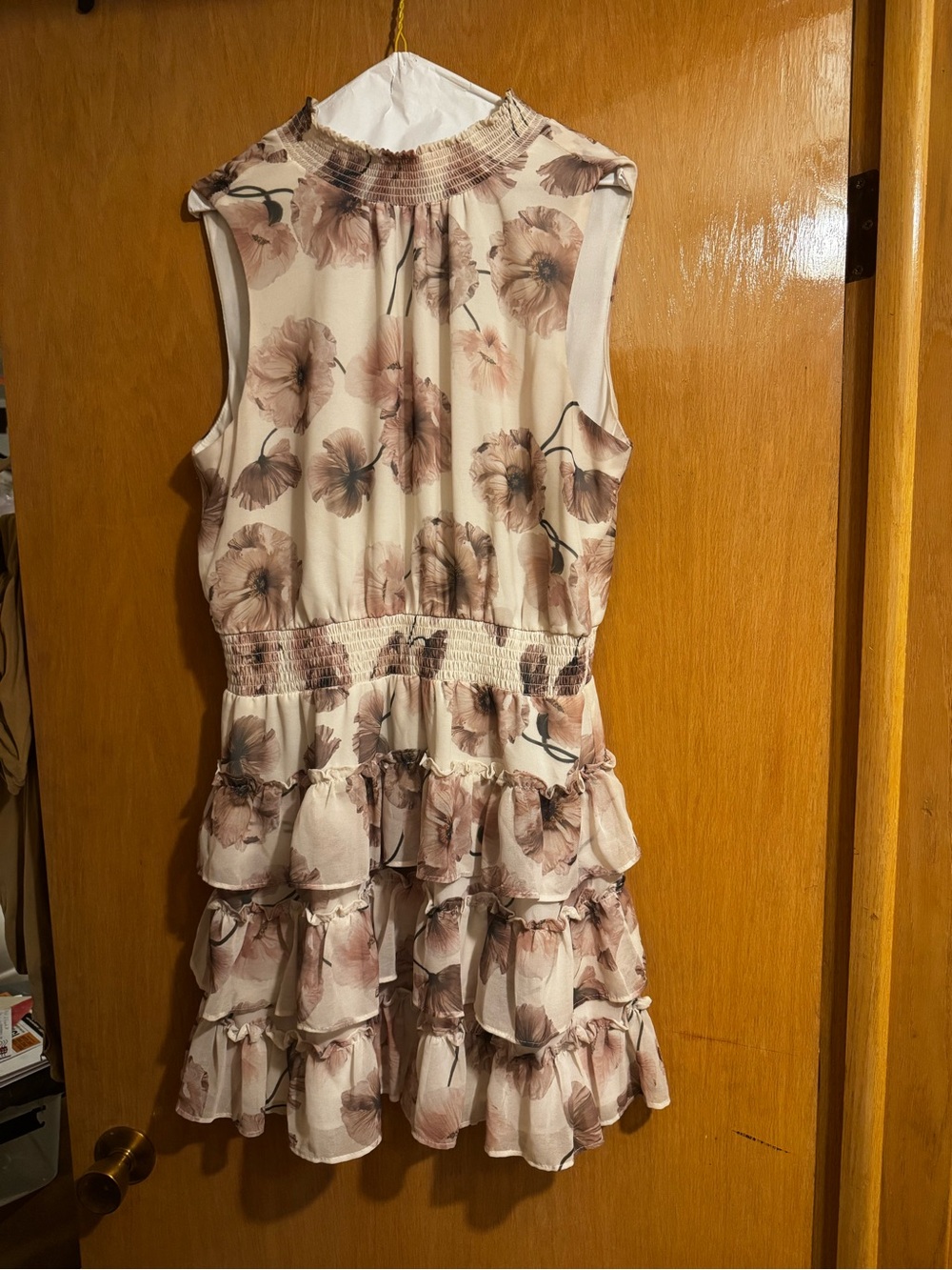 Sleeveless Floral Ruffle Mini Dress in Blush